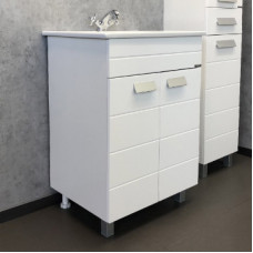 Тумба-умывальник напольная Comforty Модена М-60 белая матовая  с раковиной Quadro 60 
