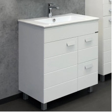 Тумба-умывальник напольная Comforty Модена М-75 белая матовая с раковиной Quadro 75