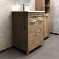 Тумба-умывальник напольная Comforty Марио-60 дуб темный с раковиной Quadro 60