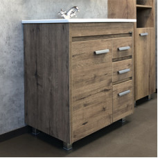 Тумба-умывальник напольная Comforty Марио-75 дуб темный с раковиной Quadro 75