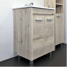 Тумба-умывальник напольная Comforty Марио-60 дуб дымчатый с раковиной Quadro 60