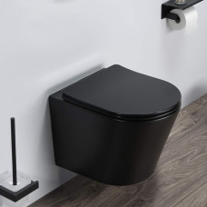 Унитаз подвесной Comforty 105MB безободковый, сиденье дюропласт softclose тонкое, быстросъёмное (чёрный матовый) Унитаз подвесной Comforty 105MB безободковый, сиденье дюропласт softclose тонкое, быстросъёмное (чёрный матовый)