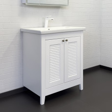 Тумба-умывальник напольная Comforty Классик-70 белый матовый с раковиной Como 70 