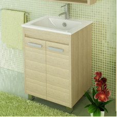 Тумба-умывальник напольная Comforty Марио-60 сосна лоредо с раковиной Quadro 60