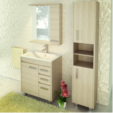 Тумба-умывальник напольная Comforty Марио-75 сосна лоредо с раковиной Quadro 75