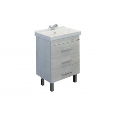 Тумба-умывальник напольная Comforty Никосия-60Н дуб белый с раковиной Fest 60 F01