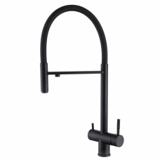 Смеситель ABBER Wasser Kreis AF81141B для кухни с подключением фильтра и выдвижной лейкой, черный матовый Смеситель ABBER Wasser Kreis AF81141B для кухни с подключением фильтра и выдвижной лейкой, черный матовый